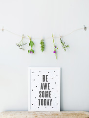 Wall Mural - Hipster poster scandinavian  style with quote. BE AWESOME TODAY.