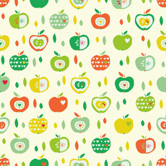 Aufkleber - seamless pattern with apples and leaves