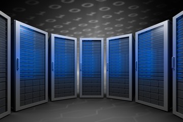 Wall Mural - composite image of server room