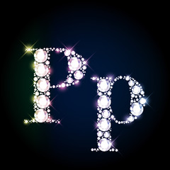 Poster - Sparkling diamond gemstone letter P