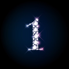 Poster - Sparkling diamond gemstone letter number One 1