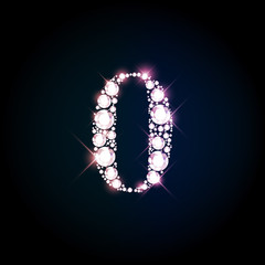 Poster - Sparkling diamond gemstone letter number Zero 0