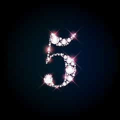 Poster - Sparkling diamond gemstone letter number Five 5
