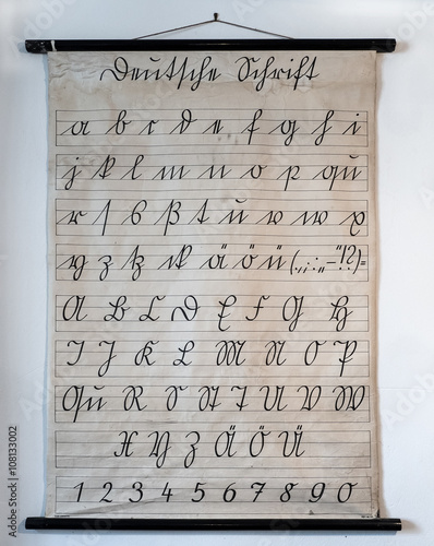 Alte deutsche Handschrift, Alphabet und Zahlen Stock-Foto | Adobe Stock