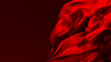 Red background with the developing silk
