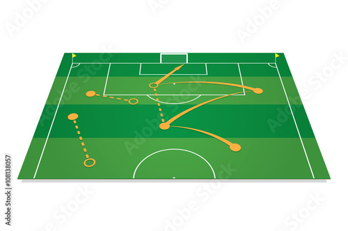 Fotografía Green soccer field with tactic table. Vector illustration.
