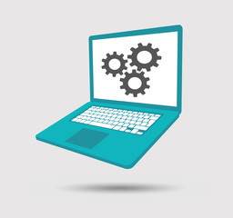 Wall Mural - a laptop. with gears