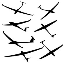 Set Black Silhouette Of A Glider Is Not A White Background. Vect