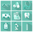 Set of flat design concept icons for medicine