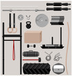 Gym sport equipment set of isolated objects