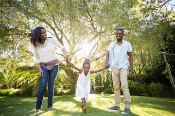 Happy family having fun 