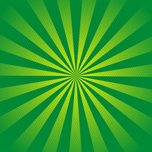Green Rays Retro Background With Halftones Stylish