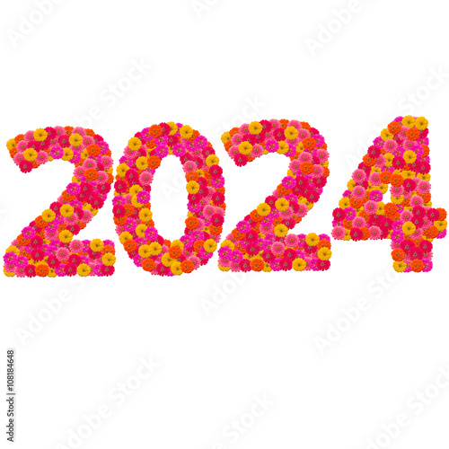 Numbers 2024 made from Zinnias flowers Stock Photo | Adobe Stock