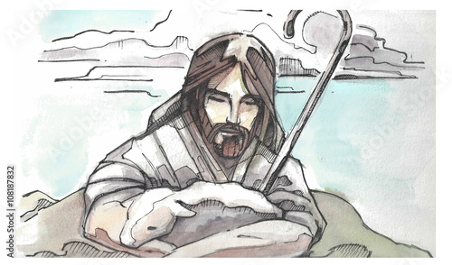 Cuadros en Lienzo Jesus Goos Shepherd illustration