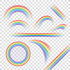 Wall Mural - rainbow icons set. different shapes realistic, isolated on transparent background. colorful light an