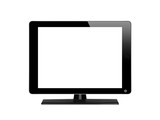 Fototapeta  - Black computer monitor with empty screen isolated on white