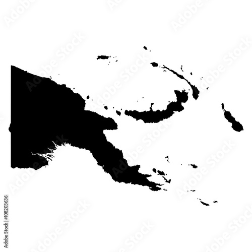 Fotomural Papua New Guinea black map on white background vector
