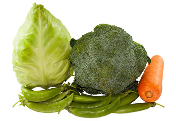 Closeup of group vegetable on white background