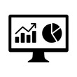 © martialred - Financial analytic chart graphs on computer monitor dashboard flat icon