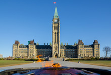 Parliament Building In Ottawa, Canada - Centre Block, Peace Tower And Centennial Flame