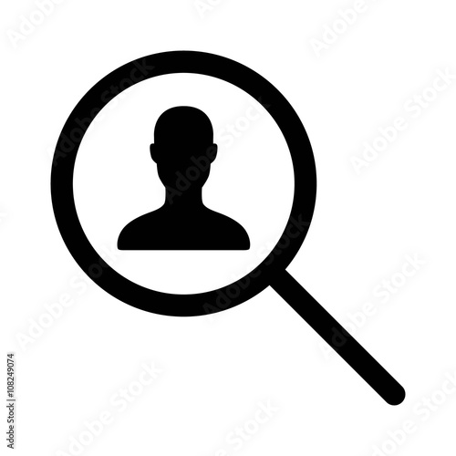Fotografía People search or finder magnifying glass line art icon for apps and websites