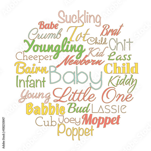 Baby Synonyms For Baby Shower Party Vector Words Collage Buy