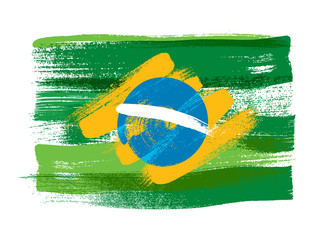 Wall Mural - Brazilian flag painted with brush vector illustration.