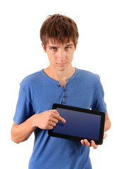 Poster - Young Man with Tablet Computer