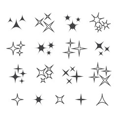 Wall Mural - Black sparkles, glowing light effect stars and bursts vector set. Bright firework, decoration twinkle, shiny flash