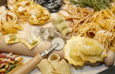 fresh pasta made at home by a good housewife