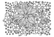 Creative adult coloring page with flowers and leaves