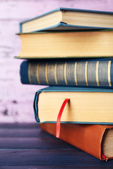 Canvas Print - Pile of books, close-up