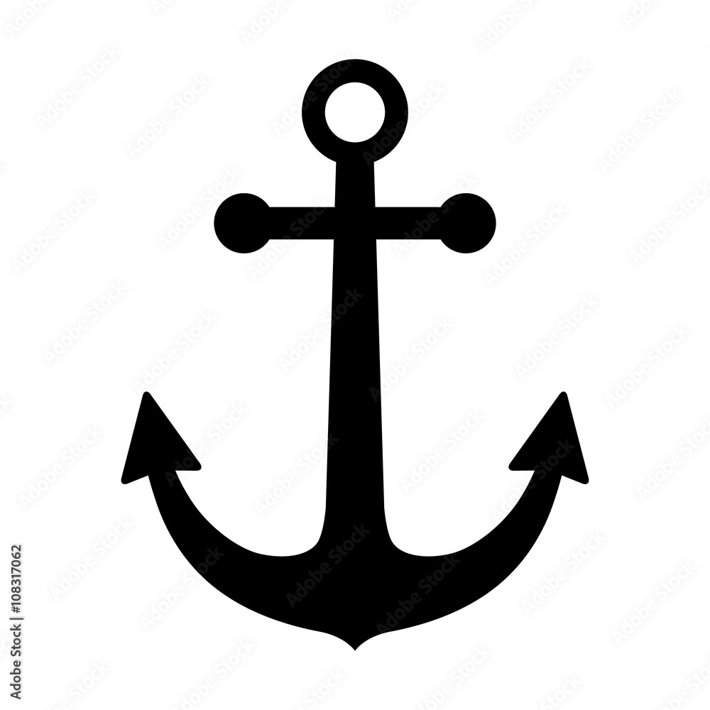 Ship anchor or boat anchor flat icon for apps and websites - obrazy, fototapety, plakaty 