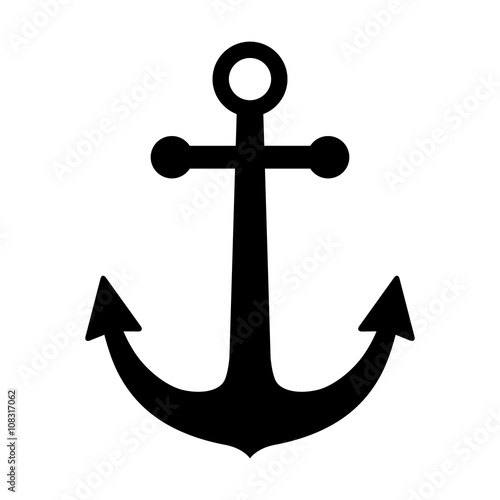 Fotografie, Obraz Ship anchor or boat anchor flat icon for apps and websites