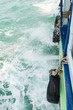 splash wave at tourist ship hull side