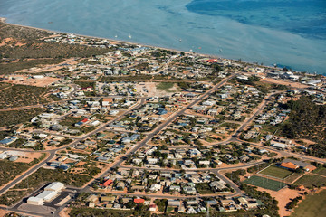 Wall Mural - denham village aerial view in shark bay Australia