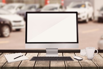 Wall Mural - composite image of a computer over a desk