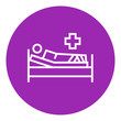 Patient lying on bed line icon.