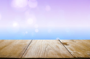 Wall Mural - blue sea abstract backgrounds with bokeh. and table top can put or montage your products for display