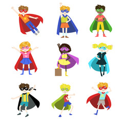 Poster - Kids Dressed as Superheroes Set