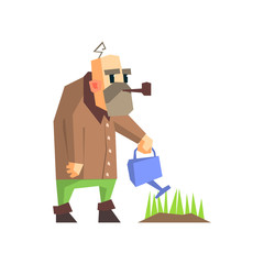 Wall Mural - Man Watering The Grass