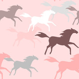 Fototapeta Konie - Running horses seamless pattern