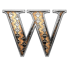 w silver letter. 3D illustration