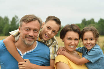 Sticker - happy family at   field