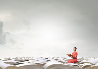 Wall Mural - woman in dress with book