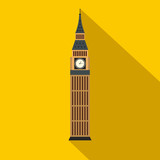 Fototapeta Big Ben - Big Ben in Westminster, London icon, flat style