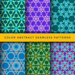 Wall Mural - color abstract seamless pattern set.