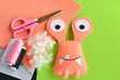 Funny felt monster, a children's toy, sewing kit for a felt monster