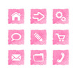 Pink watercolor set of icons