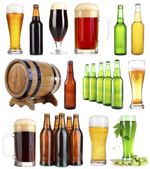 Wall Mural - Different types of beer, isolated on white
